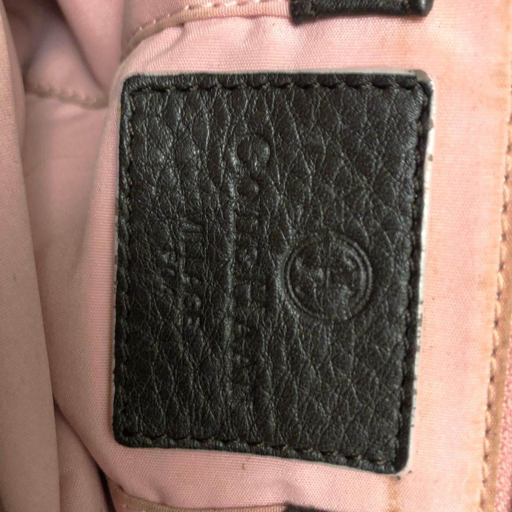 🌟RARE🌟COLE HAAN Vintage leather handbag, brown with pale pink striping - Picture 4 of 15